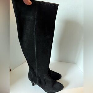 Carisma black genuine suede boots heel Made in Italy ladies 8.5
